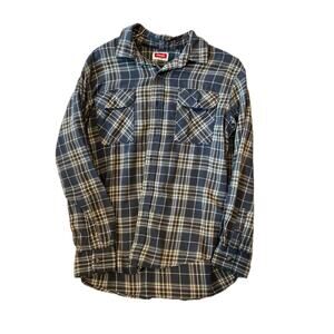 Wrangler Blue Gray Checkered Flannel Mens L